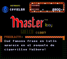 Master Boy (1987, Z80 hardware, Covielsa, set 1)